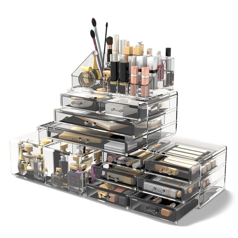 Makeup  Organizer Storage Drawers Display Boxes Case with 12 Drawers(Clear)