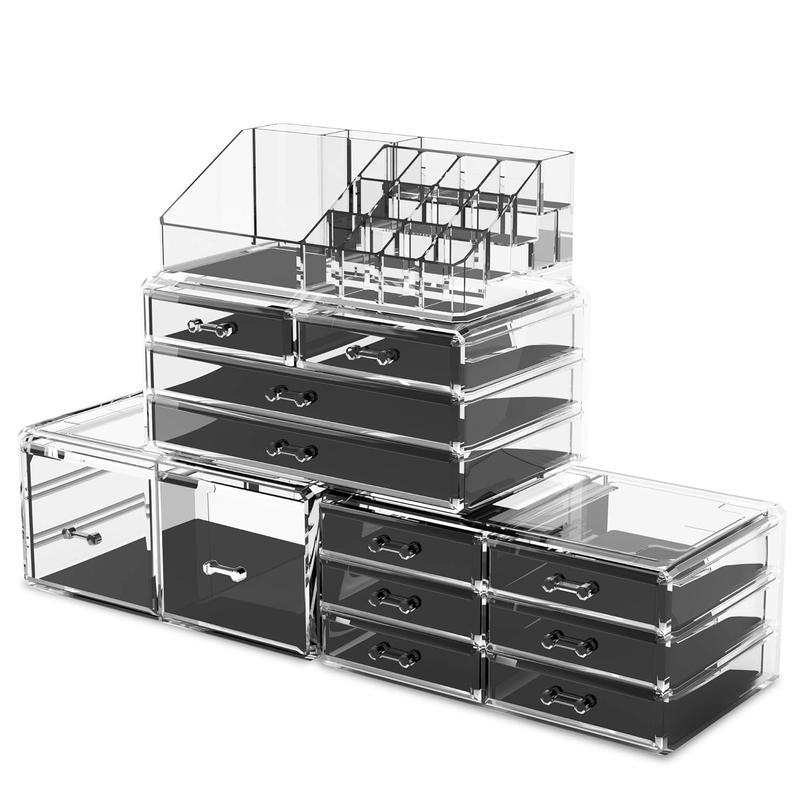 Makeup  Organizer Storage Drawers Display Boxes Case with 12 Drawers(Clear)