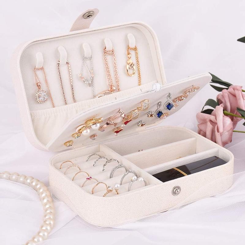 Travel  Organiser Cases,  Storage Box for Necklace, Earrings, Rings, Bracelet (Box-White)