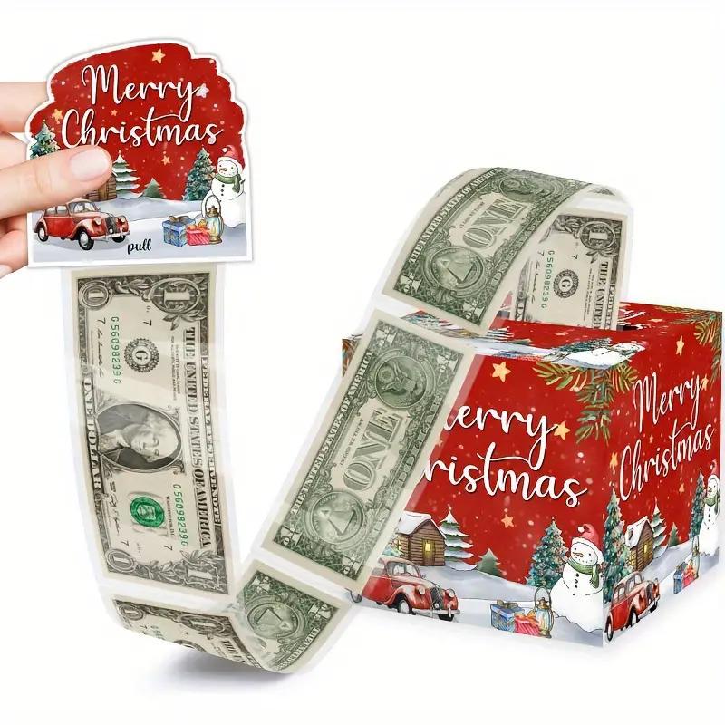 Christmas Money Box, 1 Set Including 1 Count Money Gift Box with 30pcs Clear Bag, Unique Cash Gift Way, Funny Gift for Women & Men