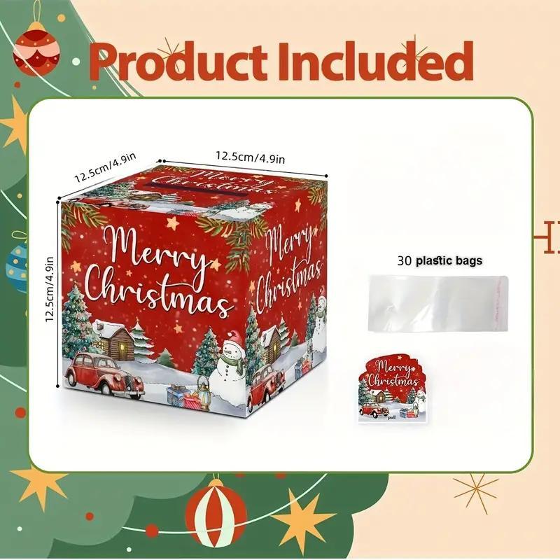 Christmas Money Box, 1 Set Including 1 Count Money Gift Box with 30pcs Clear Bag, Unique Cash Gift Way, Funny Gift for Women & Men