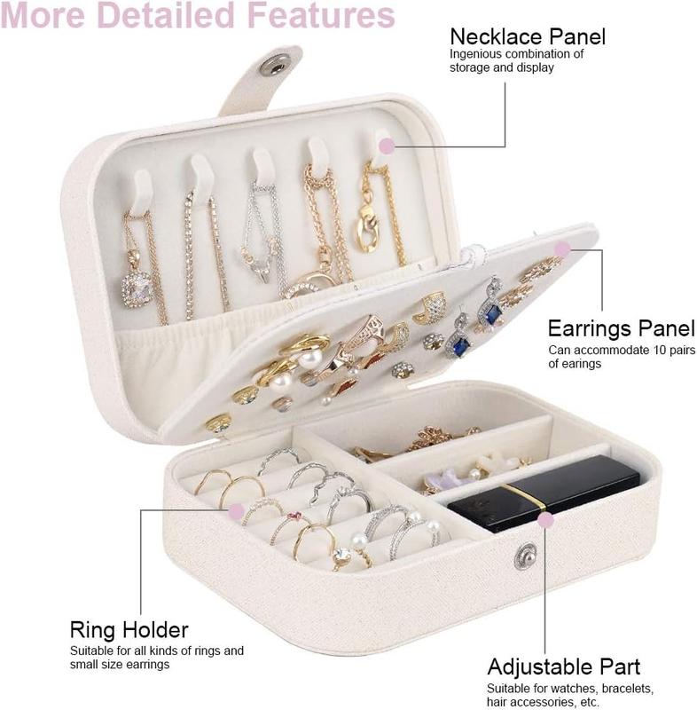 Travel  Organiser Cases,  Storage Box for Necklace, Earrings, Rings, Bracelet (Box-White)