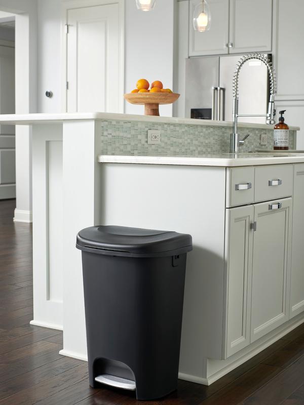 13 Gal. Black Step-On Trash Can for Home and Office