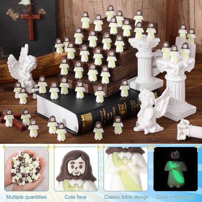 Mini Jesus Statue 50Pcs Mini Jesus Figures Glow in The Dark Little Jesus Figurines to Hide and Seek Religious Christmas Christian Baptism Gifts Creative Gift for Family Friend