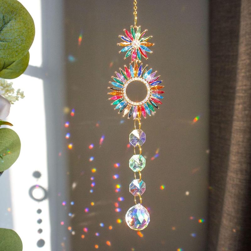 Artificial Crystal Suncatcher, 1 Count Butterfly Love Star Heart Sun Hanging Decor for Home Window, Car Decor, Gift for Girl Wedding, Thanksgiving, Christmas