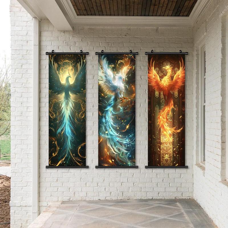 Phoenix Pattern Wall Tapestry, 3 Counts set Modern Art Creative Phoenix Poster, Wall Art Decor for Home Living Room Bedroom Study Room