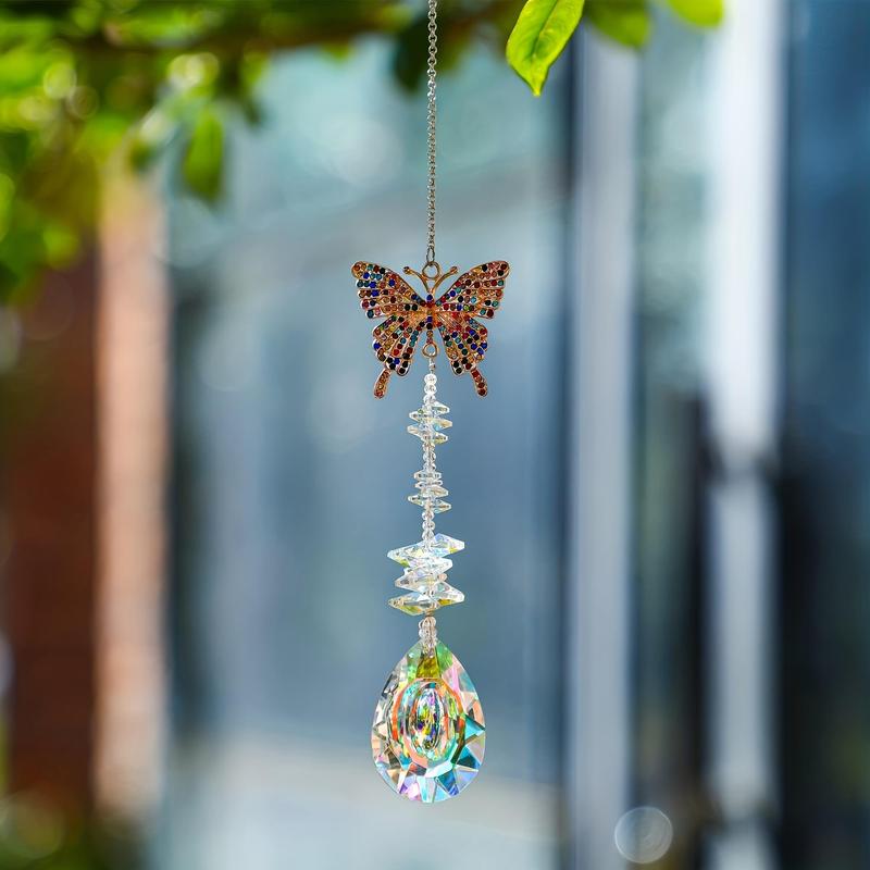 Artificial Crystal Suncatcher, 1 Count Butterfly Love Star Heart Sun Hanging Decor for Home Window, Car Decor, Gift for Girl Wedding, Thanksgiving, Christmas