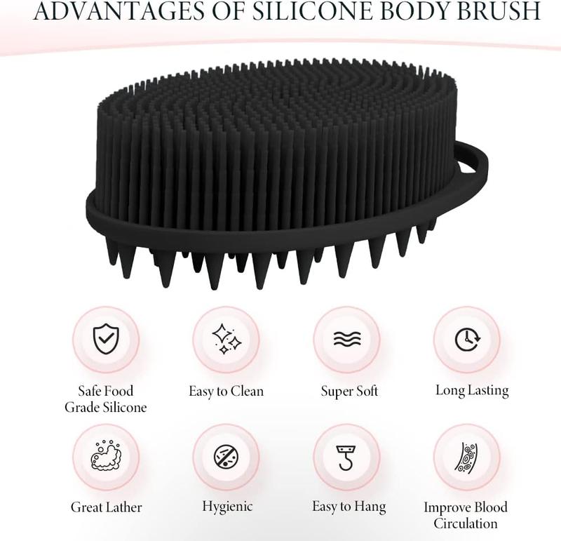 Silicone Body Scrubber, Silicone Loofah, 2 count Silicone Shower Scrubber,  Silicone Shower Scrubber, 2 in 1 Silicone Body Scrub Brush Scalp  Shampoo Brush for All Skin Men Women Bath Gift