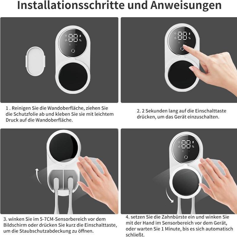 Wall Mounted Toothbrush Sterilizer, 1 Box Detachable & Traceless UV-C Toothbrush Cleaner with LED Smart Screen, Personal Care Appliances