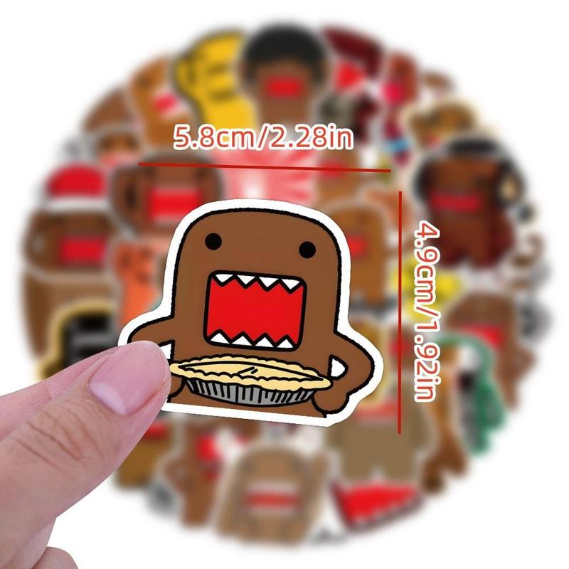 Cute Domo Kun Graffiti Sticker, 50pcs Waterproof DIY Decals, Self Adhesive Sticker for Stationery, Handbags, Suitcases, Notebooks, Mobile Phones Decor