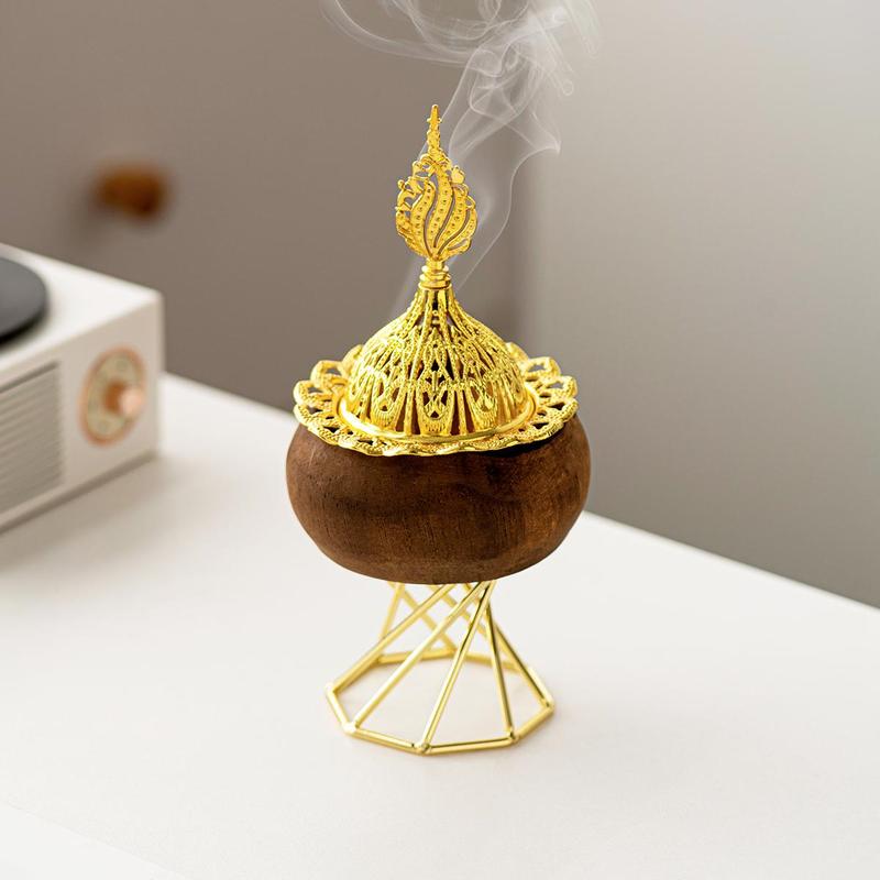 Wooden Incense Burner with Lid, 1 Count Creative Vintage Style Incense Burner, Home Fragrance Holder for Home Office Hotel Decor