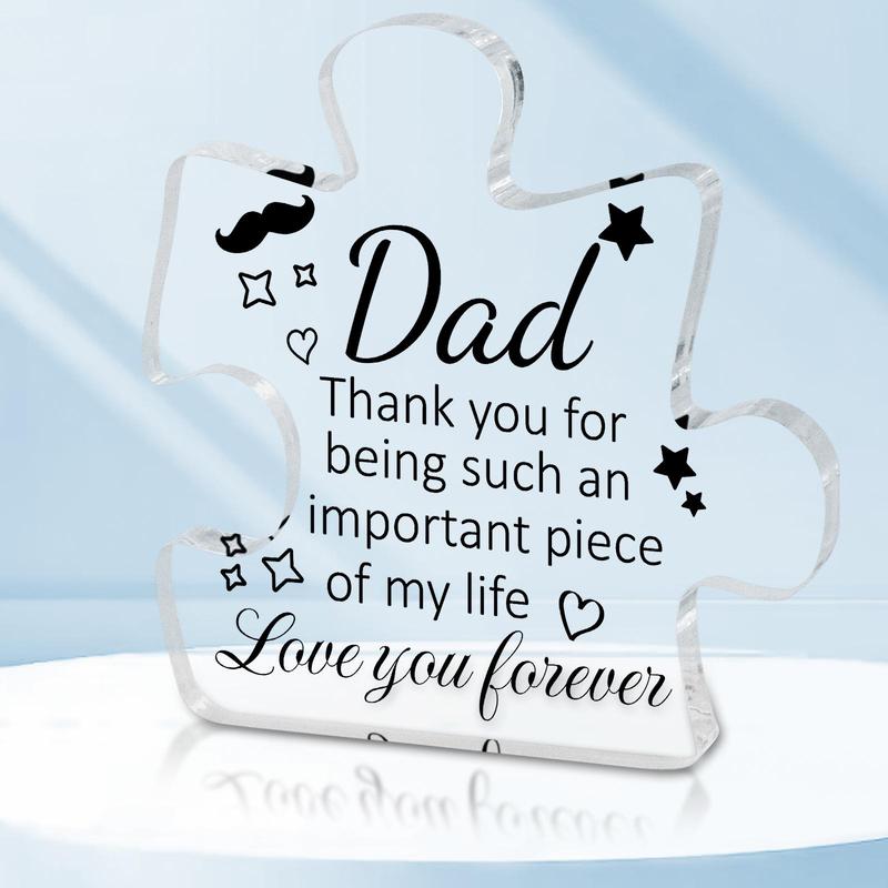 Transparent Acrylic Puzzle Design Ornament, Dad Gift, Inspirational Creative Acrylic Plaque Gift, Thank You Gift for Dad, Home Decor