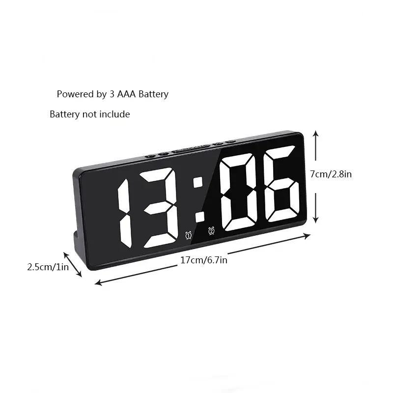 Smart LED Clock, 1 Count Battery Powered Voice Control Desk Clock, Bedside Silent Digital Alarm Clock for Home Dormitory School Dormitory Office(without Battery)