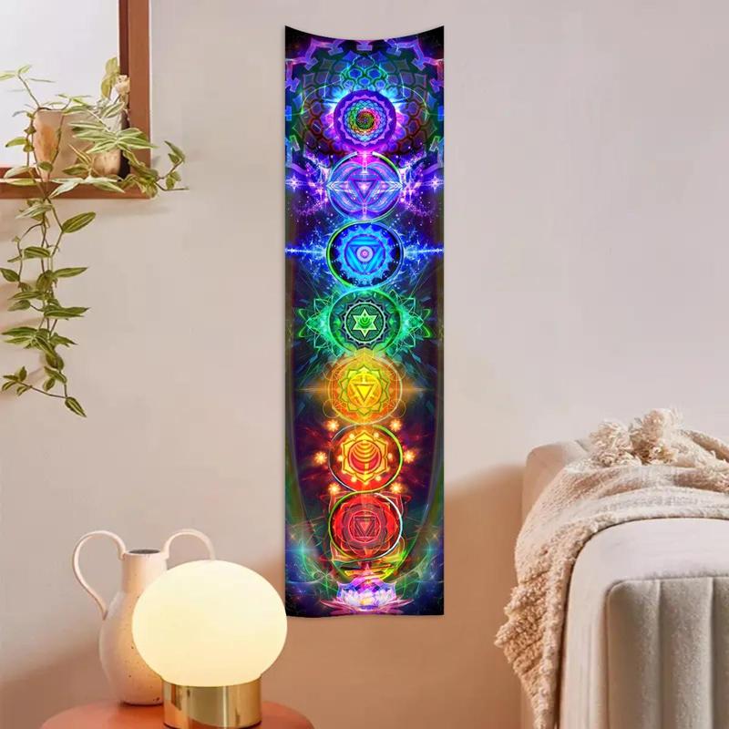 Chakra Pattern Wall Tapestry, 1 Count Colorful Yoga Meditation Wall Hanging, Spiritual Energy Bohemian Style Decorative Wall Hanging