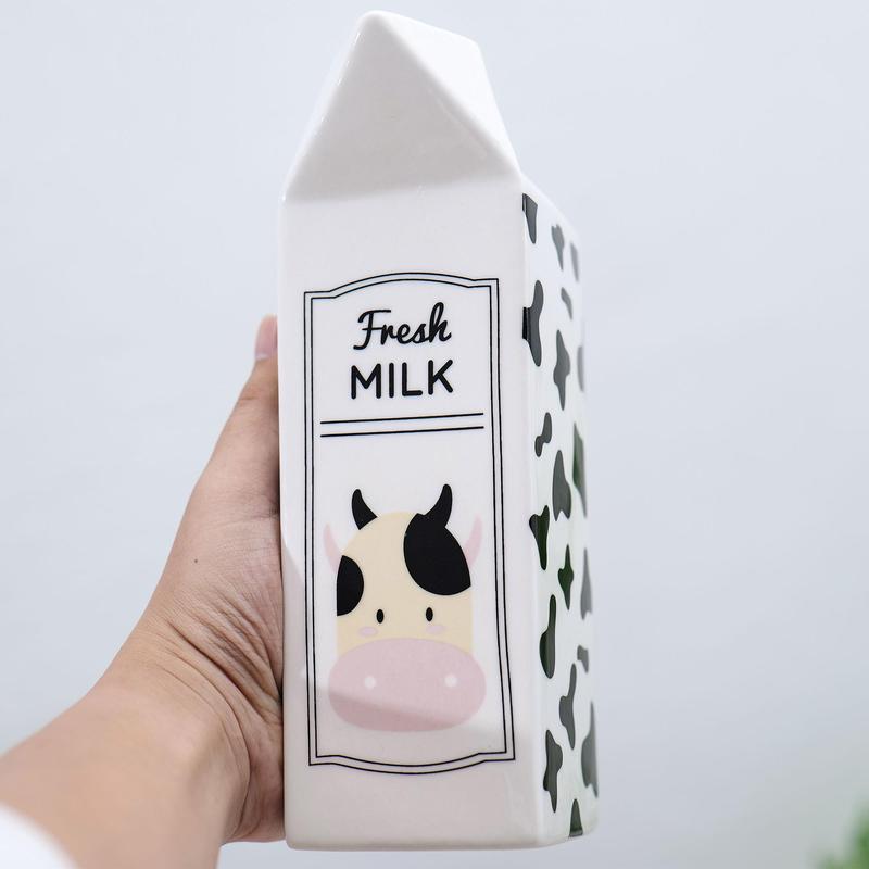 Fresh Milk Cow Pattern Ceramic Vase without Flower, 1 Count Creative Desktop Decorative Vase, Decorative Ornament for Home Living Room Bedroom Dining Room