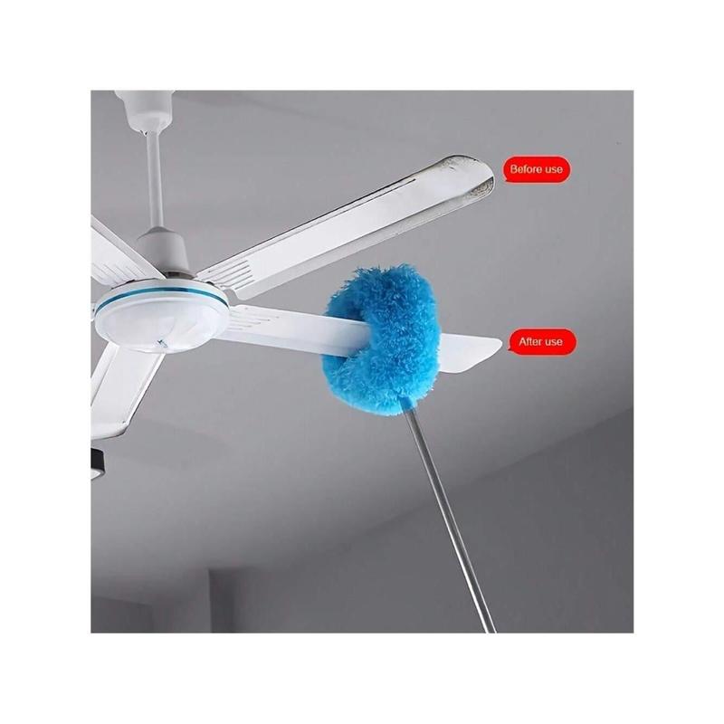 Microfiber Ceiling Fan Duster - Extends Up To 12 Ft, Blue, Long-Handled, Dust-Locking, Reusable, And Machine Washable Cleaner Brush For Effortless Cleaning