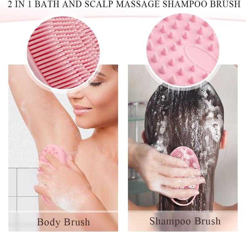 Silicone Body Scrubber, Silicone Loofah, 2 count Silicone Shower Scrubber,  Silicone Shower Scrubber, 2 in 1 Silicone Body Scrub Brush Scalp  Shampoo Brush for All Skin Men Women Bath Gift