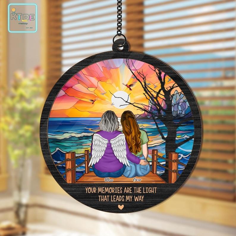 Personalized Mom Memorial Suncatcher, Loss of Mother Suncatcher, Sympathy Gift Family, Remembrance Suncatcher, Mom in Heaven, Memorial Gift