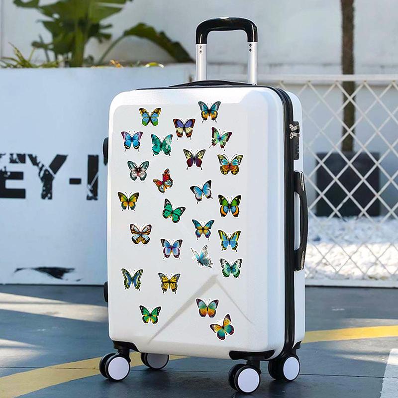 50pcs Colorful Butterfly Graffiti Sticker, Cartoon Waterproof Sticker, DIY Decorative Sticker for Water Bottle, Skateboard, Helmet, Car, Bike, Luggage, Laptop