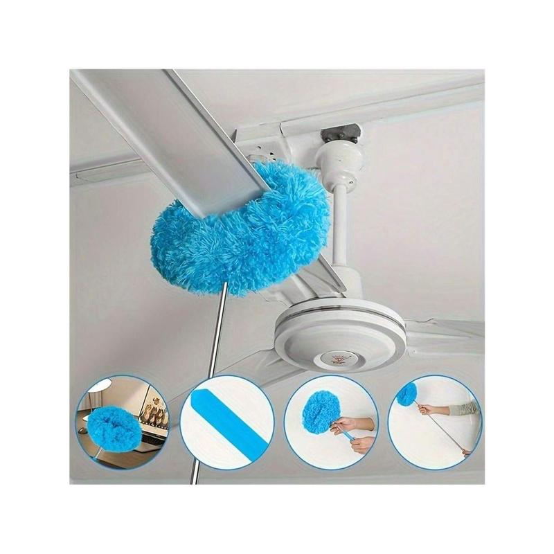 Microfiber Ceiling Fan Duster - Extends Up To 12 Ft, Blue, Long-Handled, Dust-Locking, Reusable, And Machine Washable Cleaner Brush For Effortless Cleaning