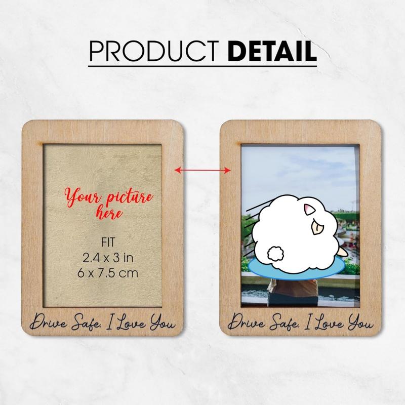 Car Visor Picture Frame, Drive Safe Car Picture Holder, Wallet-Sized Wooden Photo Frame, Visor Clips for Cars, Car Picture Frame with Visor Clip, Mini Car Picture Frame, Gift For Him for Her