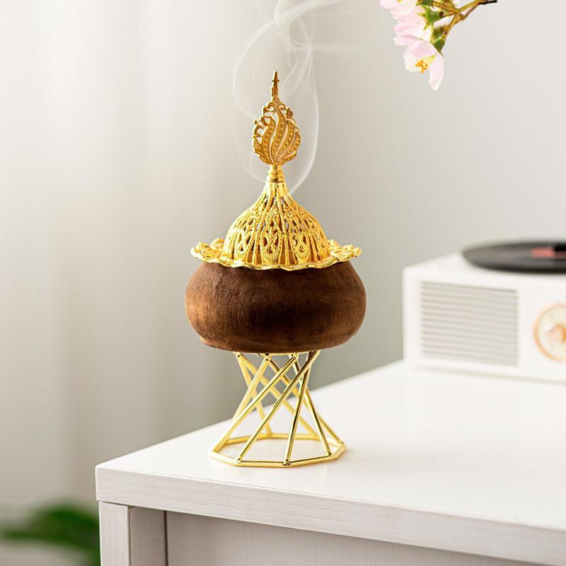 Wooden Incense Burner with Lid, 1 Count Creative Vintage Style Incense Burner, Home Fragrance Holder for Home Office Hotel Decor