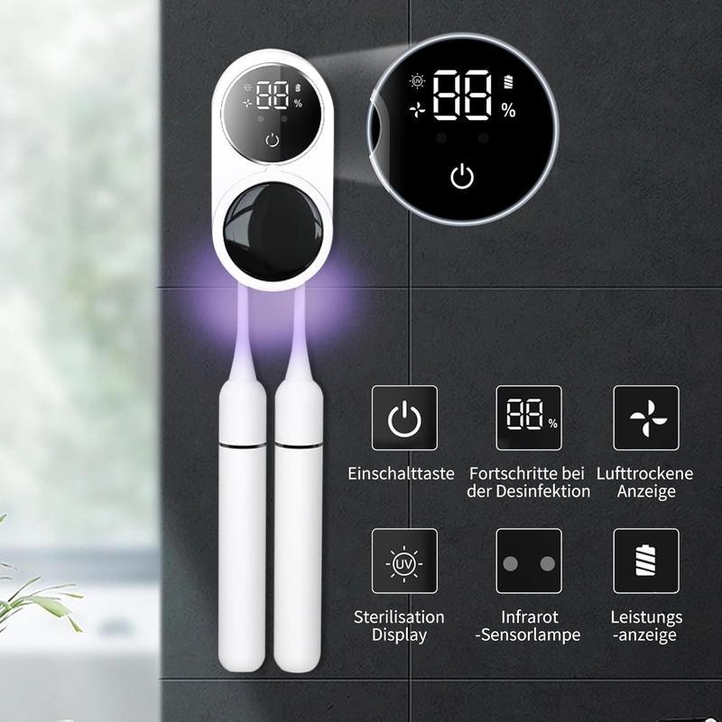 Wall Mounted Toothbrush Sterilizer, 1 Box Detachable & Traceless UV-C Toothbrush Cleaner with LED Smart Screen, Personal Care Appliances