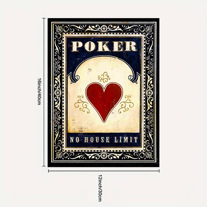 Vintage Poker Card Pattern Canvas Wall Art without Frame, 4 Counts set Retro Card Pattern Painting, Wall Art Decor for Home Living Room Bedroom