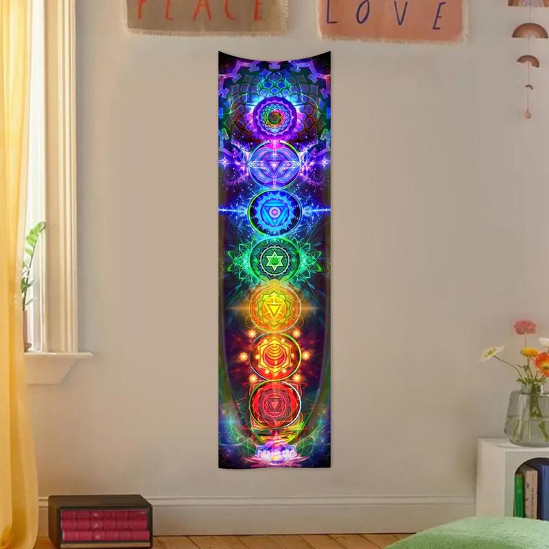 Chakra Pattern Wall Tapestry, 1 Count Colorful Yoga Meditation Wall Hanging, Spiritual Energy Bohemian Style Decorative Wall Hanging