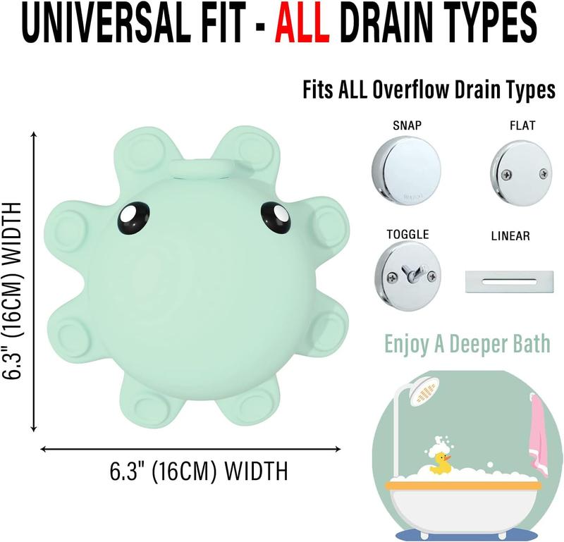 Bathtub Overflow Drain Cover Tub - Silicone Bathroom Overflow Drain Cover, Bathroom Spa Accessories, Adds Inches of Water for Deeper & Warmer Bath