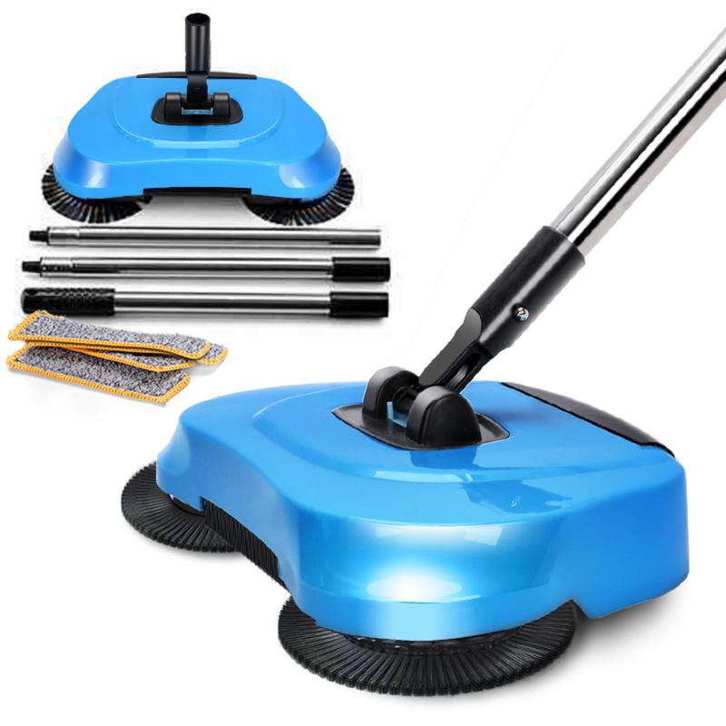 3-in-1 Multifunctional Hand Push Sweeping and Mopping With Dustpan Set,Flat Mop with Spiral Deep Clean System,Dry and Wet,Home Cleaning Supplies for Hard Floor,4 Replacement Clean ClothS,Two Colors