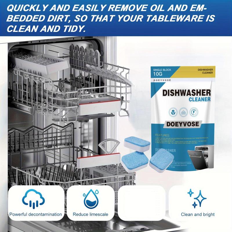 Doeyvose Dishwasher Effervescent Tablet, 1 Set Dishwasher Cleaning Tablet, RV Kitchen Cleaner for Removing Oil Stains & Watermarks, Universal Accessories