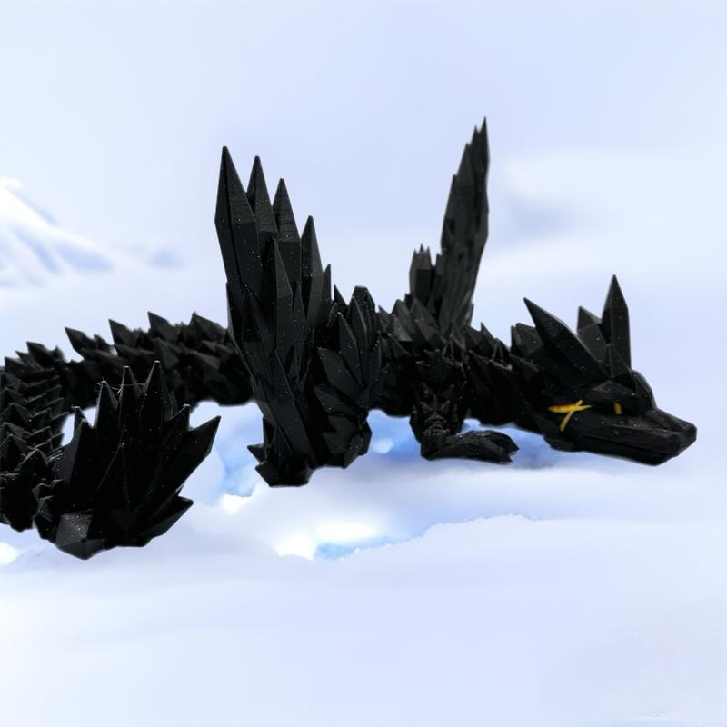 3D Printed Crystal Winged Dragon Figurine