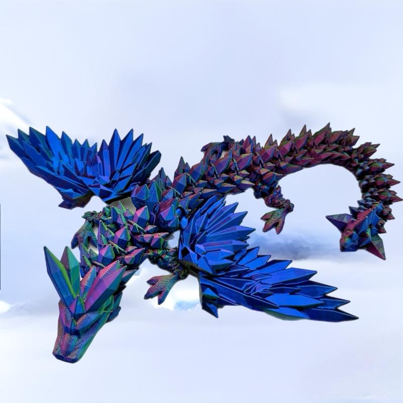 3D Printed Crystal Winged Dragon Figurine