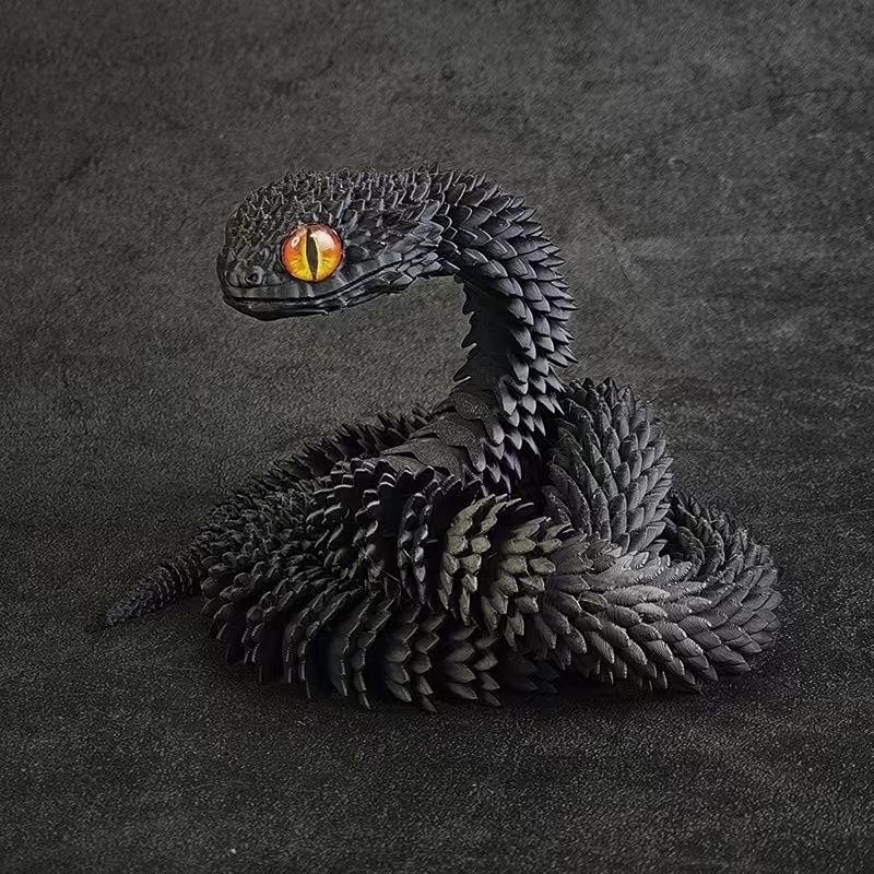 3D Printed Snake Design Figurine, 1 Count Creative Flexible Animal Themed Ornament with Random Eyes, Crafts & Unique Gifts for Enthusiasts & Collectors